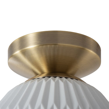 Nova of California Moraga Bone Porcelain Semi Flush Mount Ceiling Light Weathered Brass