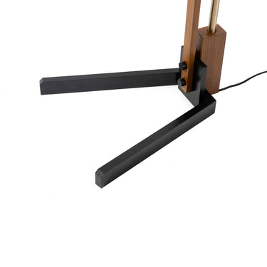 Nova of California Melmar Chairside Arc Floor Lamp Weathered Brass Walnut