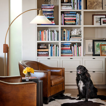 Nova of California Melmar Chairside Arc Floor Lamp Weathered Brass Walnut