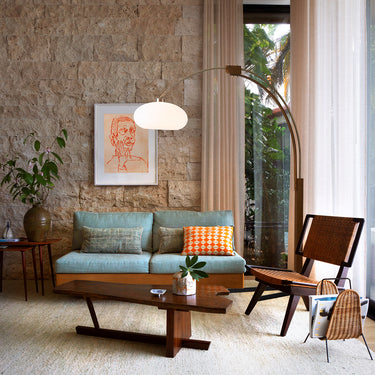 Nova of California Morelli Arc Floor Lamp 84 Weathered Brass Walnut