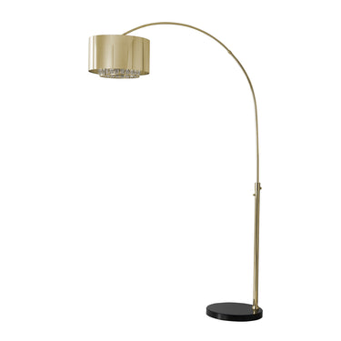 Nova of California Marilyn Arc Floor Lamp 94 Weathered Brass Mylar Crystal Shades Rotary