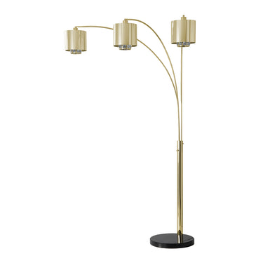 Nova of California Marilyn 3 Light Arc Floor Lamp 90 Weathered Brass Mylar Crystal Shade