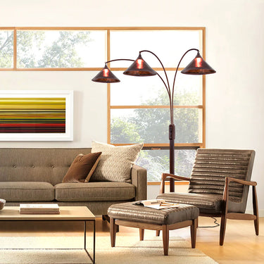 Nova of California Natural Mica 3 Light Arc Floor Lamp 86 Espresso Wood Bronze Amber Mineral Mica