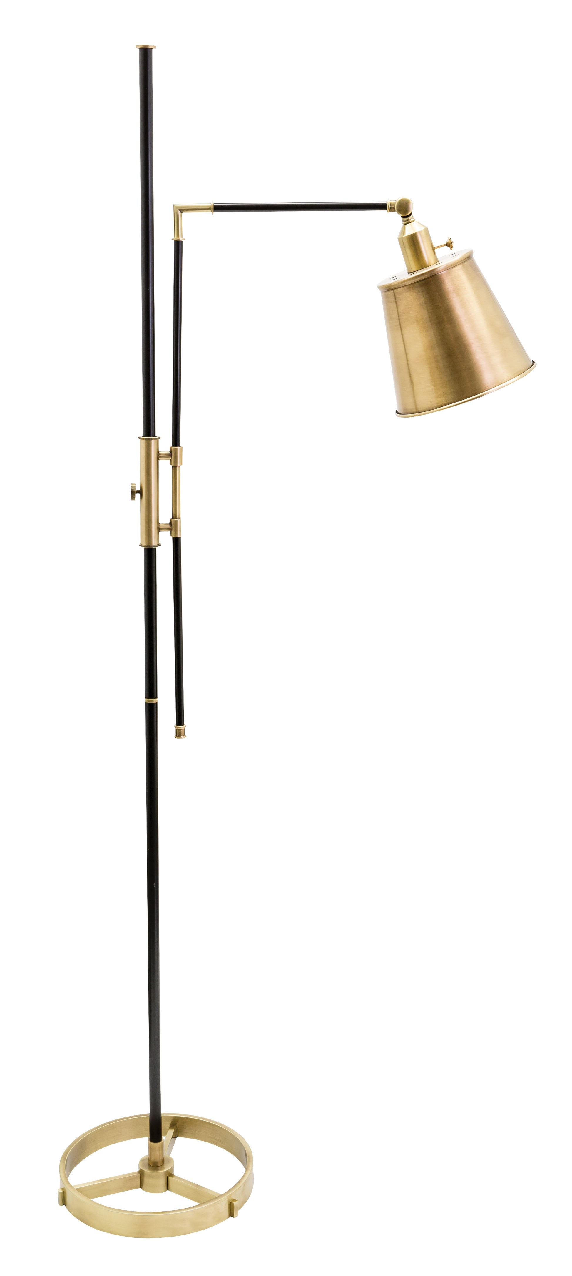 House of Troy 65" Morgan Adjustable Floor Lamp in Black with Antique Brass M601-BLKAB