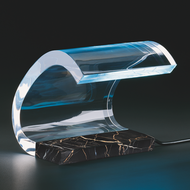 Oluce Acrilica table lamp on a Portoro marble base, 60th anniversary edition
