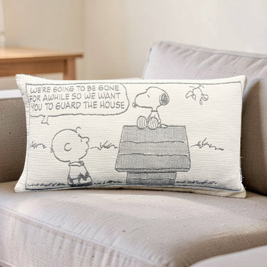 Black & White Peanuts Guard the House XL Cushion Cover by Maison Deux, photo 3