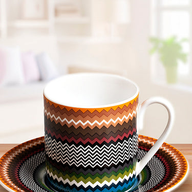 Coffee Cups & Saucers, Set of 2 by Missoni Home in Zig Zag Foliage, view 3