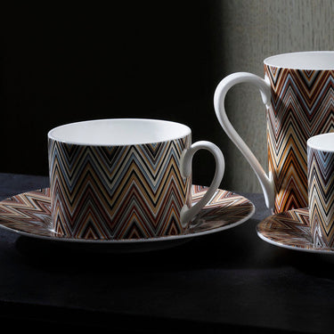 Missoni Home Tea Cup & Saucer Zig Zag Set of 2 in Luxury Box Jarris 148