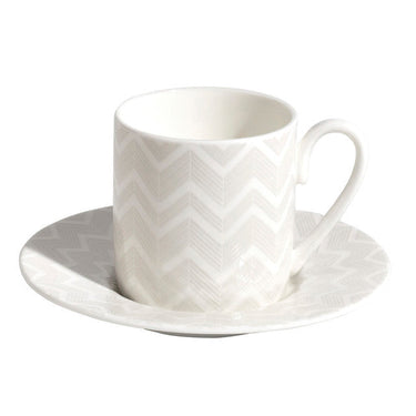 Missoni Home Coffee Cup & Saucer ZIG ZAG Set of 6 in Luxury Box White