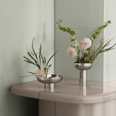Miyabi Metallic Vase Low Flower Grid Blomus 67042