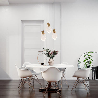 Marvinbell 4" Modern Brass Teardrop GlassLED Pendant Light