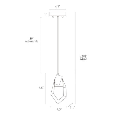Marvinbell 4" Modern Brass Teardrop GlassLED Pendant Light