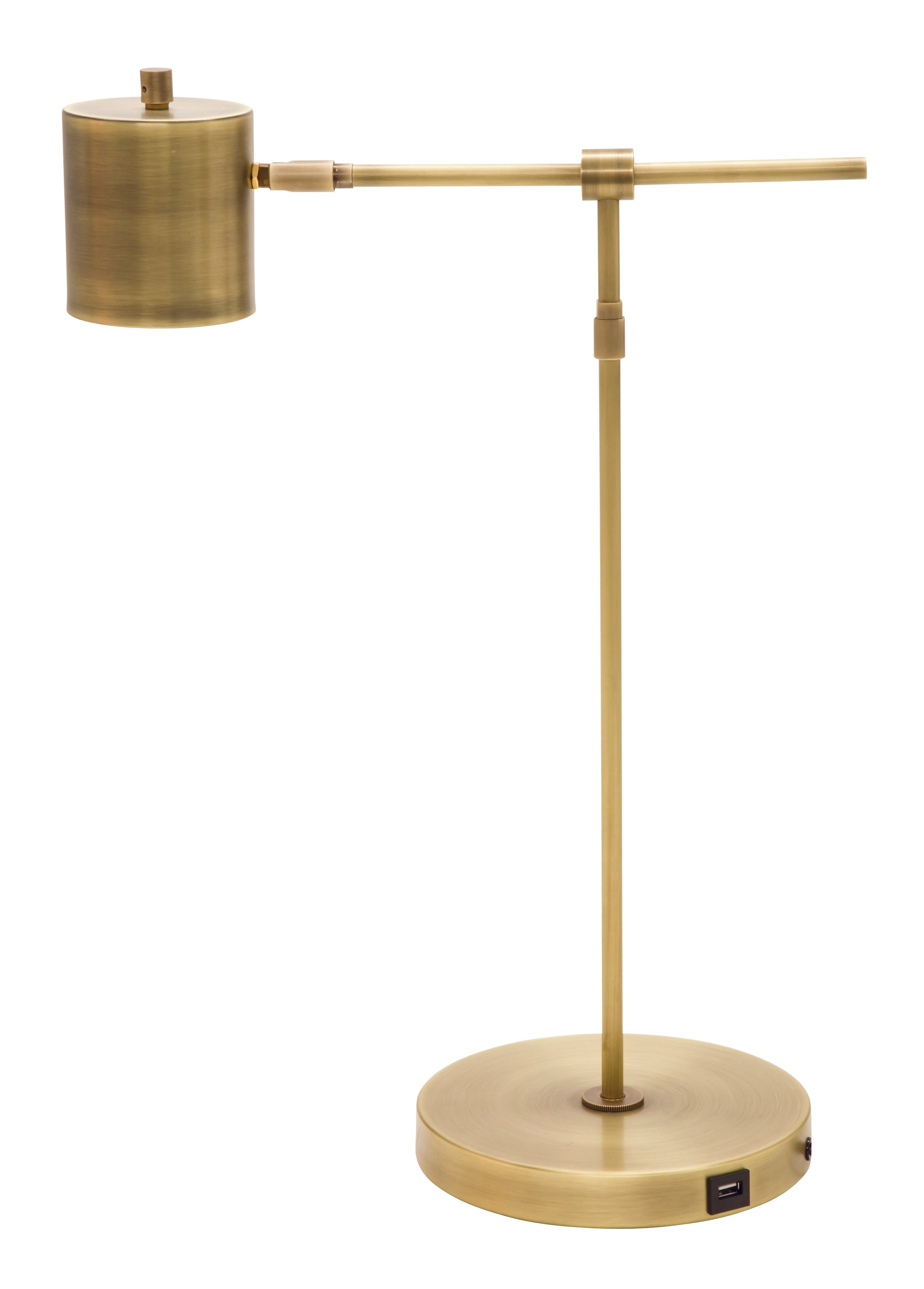 House of Troy Morris Adjustable LED Table Lamp with USB port in Antique Brass MO250-AB