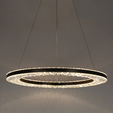 Modern Crystal Chandelier with Brushed Black Nickel Finish 