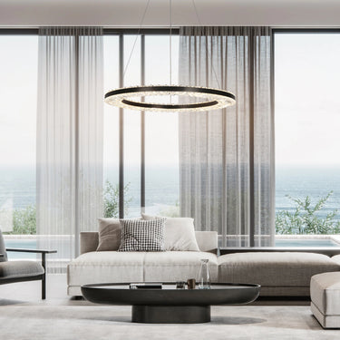 Macrobotrys Chandelier Illuminating a Living Room
