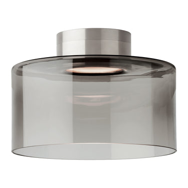 Visual Comfort Modern Manette satin nickel finish damp rated flush mount for bathroom