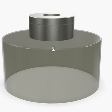 Dimmable LED satin nickel flush mount with transparent smoke glass shade closeup