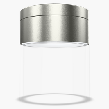 Visual Comfort Modern Manette flush mount, 5 inch, smoke glass and satin nickel, bathroom light