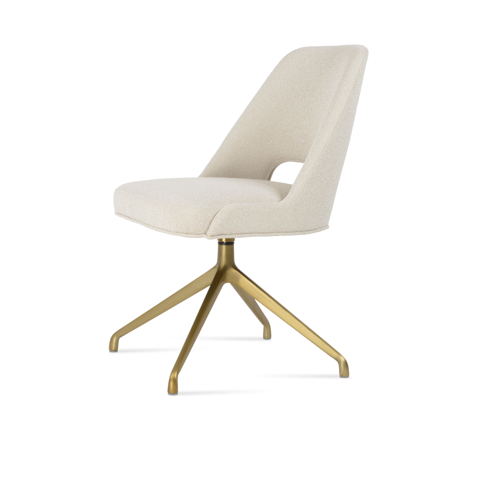 Comfortable Marash Chair - Off White Fabroxc with Brass Spider Leg