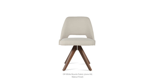Marash Chair with Pyramid Wood Base in Offwhite Fabric