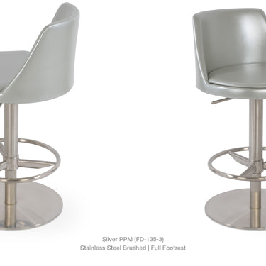 Martini Piston Full Footrest Stool Leather by SohoConcept - New