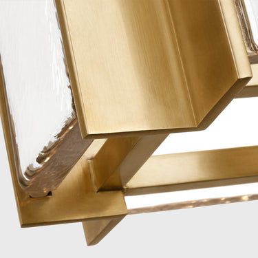 Contemporary brass LED pendant lamp with geometric frame and 3000K warm light