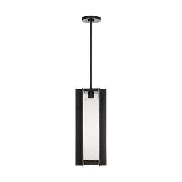 Industrial style Maybeck bronze LED ceiling light with textured glass shade