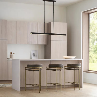 Visual Comfort Maybeck collection 48" modern brass chandelier for dining room and kitchen island