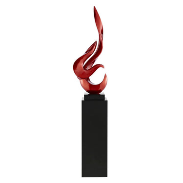 Finesse Decor Flame Floor Sculpture 65" Tall Metallic Red With Black Stand