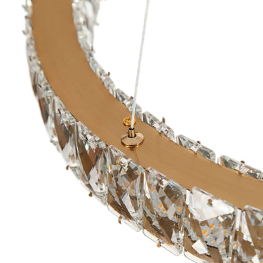 Metorcalipia 1-Light 24" Crystal Rain Drop LED Chandelier, Brass Finish

