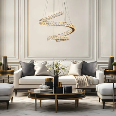Metorcalipia 24" Brass & Crystal LED Chandelier for Dining Room 