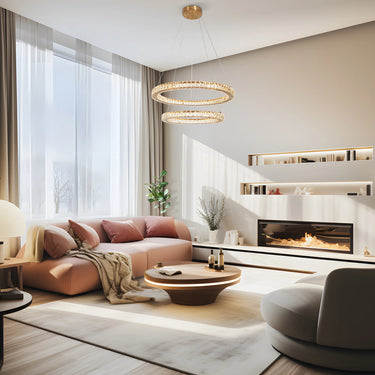 Modern Crystal Chandelier: Metorcalipia 30" Two-Tier Brass, LED 