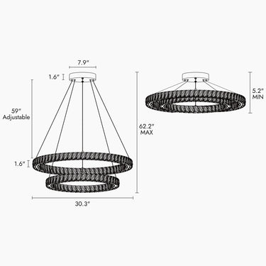 Metorcalipia "Crystal Cascade" 30" Two-Tier Brass LED Chandelier 