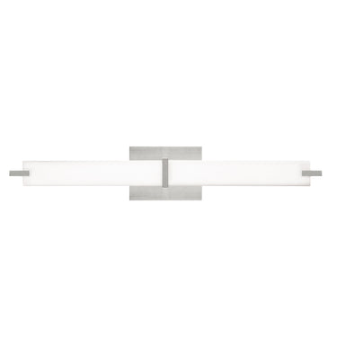 Chrome Metro LED bath bar, 25 watt energy efficient LED, installed in contemporary powder room