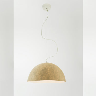 Bronze Mezza Luna Nebulite hanging lamp with gold interior for warm ambient illumination
