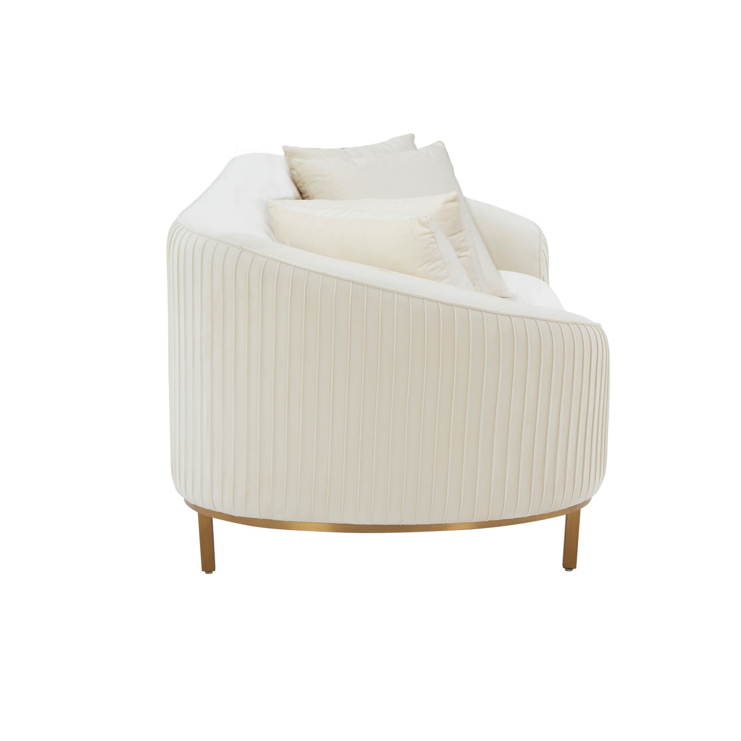 Tov Furniture Michelle Cream Velvet Pleated Sofa