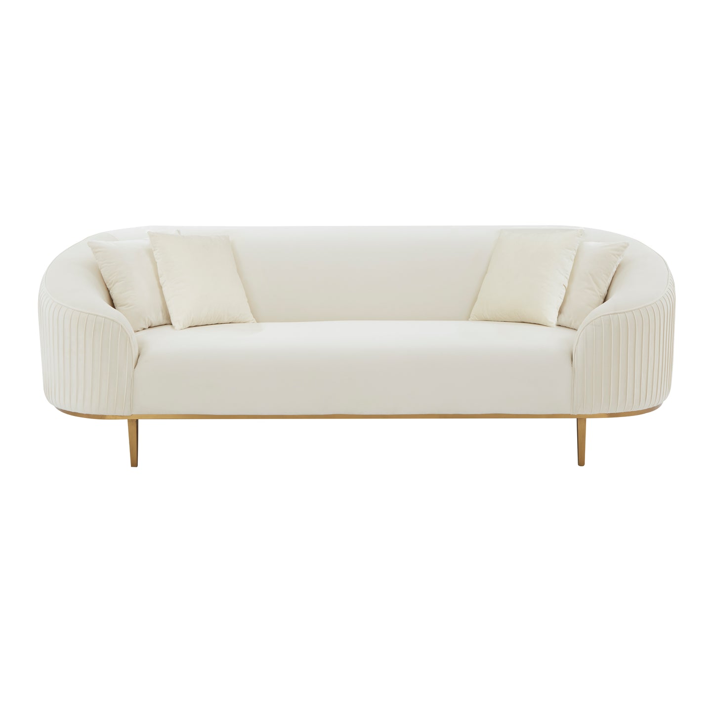 Tov Furniture Michelle Cream Velvet Pleated Sofa