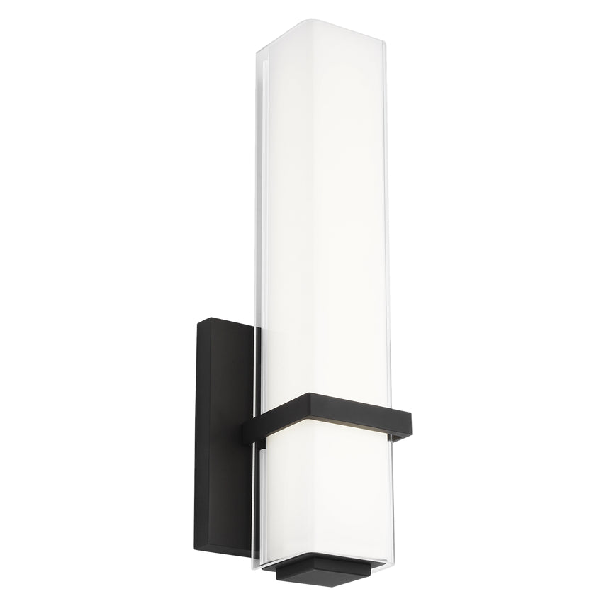 Milan 13 inch bathroom vanity light, highlighting clean and crisp design, modern aesthetic, Black