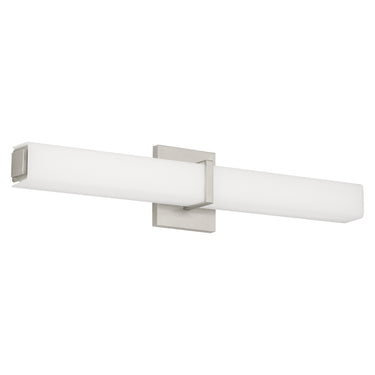 Satin Nickel Milan 24 inch LED bath light with opal etched shade