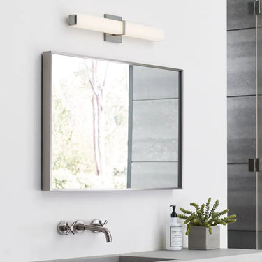 Milan 24 etched glass bath light brings even light to a vanity