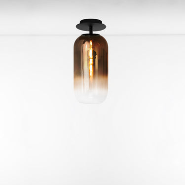 Modern glass ceiling light by Artemide Gople Mini, perfect for office spaces and luxury interiors Black/Bronze