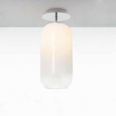 Designer Gople Mini Semi-Flushmount by Bjarke Ingels for stylish home and commercial lighting White/Chrome