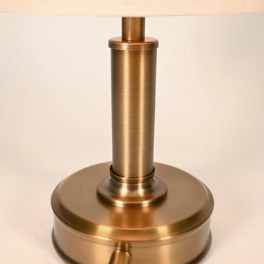 Elegant Mini Tito Cordless Table Lamp Dark Antique Brass with Pleated Shade