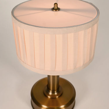 Mini Tito Cordless Table Lamp Dark Antique Brass with Pleated Shade in living room decor