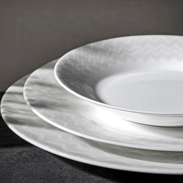  Bone China Dessert Plates with Missoni Zig Zag Design (8.5 inch)