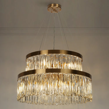 Miswinamp Crystal Chandelier, 22.5", Brass Finish, Dimmable, 6 Lights