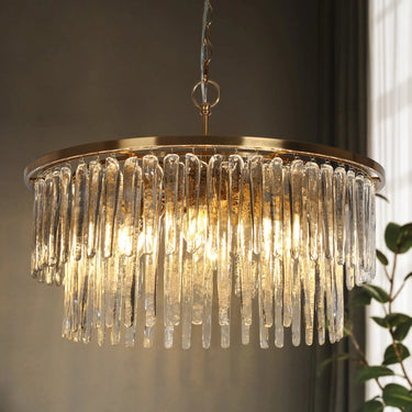 24" Brass & Crystal Drum Chandelier - Miswinamp Style