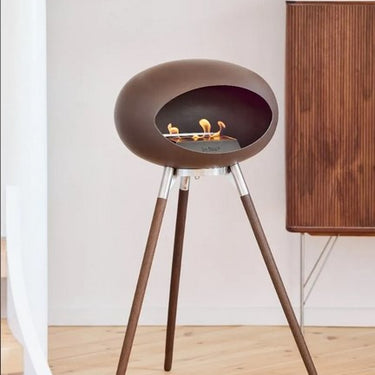 Dome Mocca Ground Wood High Fireplace by LE FEU