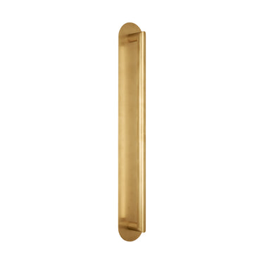 Vertical natural brass LED sconce by Kelly Wearstler for Visual Comfort