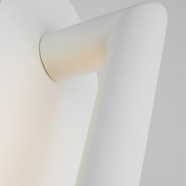 Soft white designer wall light with clean lines and vertical LED illumination